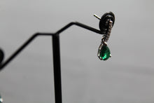Load image into Gallery viewer, Emerald CZ Teardrop Earrings
