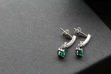 Load image into Gallery viewer, Emerald CZ Teardrop Earrings

