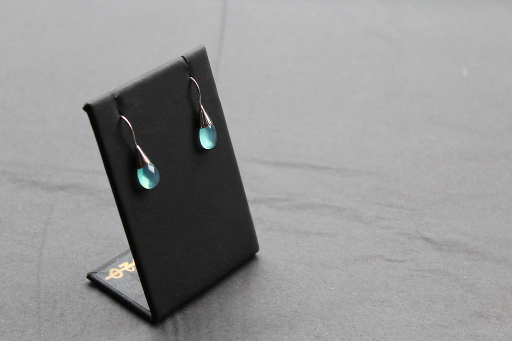 Faceted Aqua Chalcedony Drop Earrings