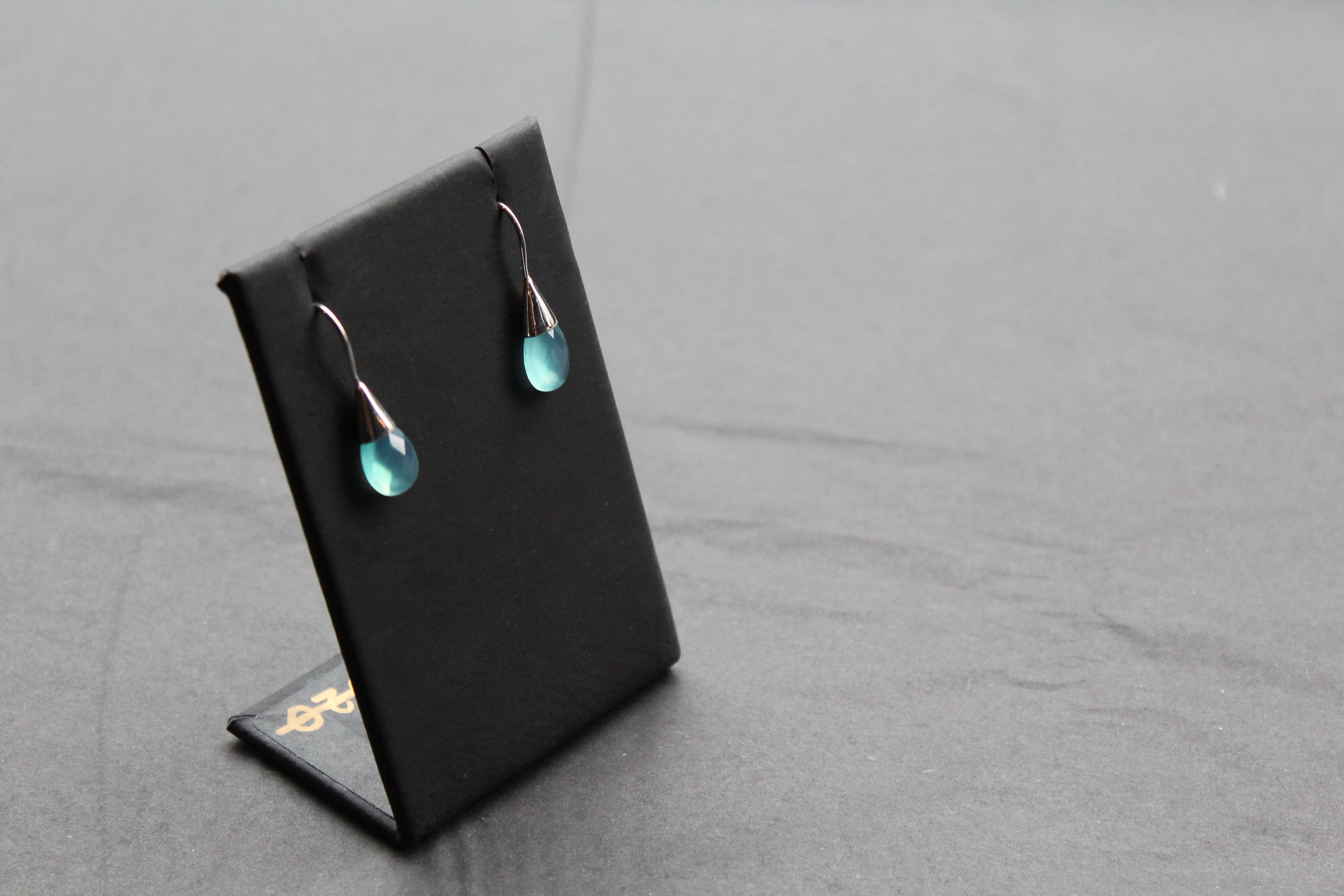 Faceted Aqua Chalcedony Drop Earrings