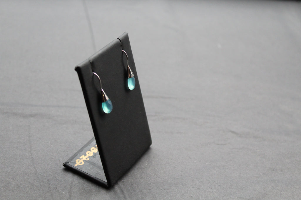 Faceted Aqua Chalcedony Drop Earrings