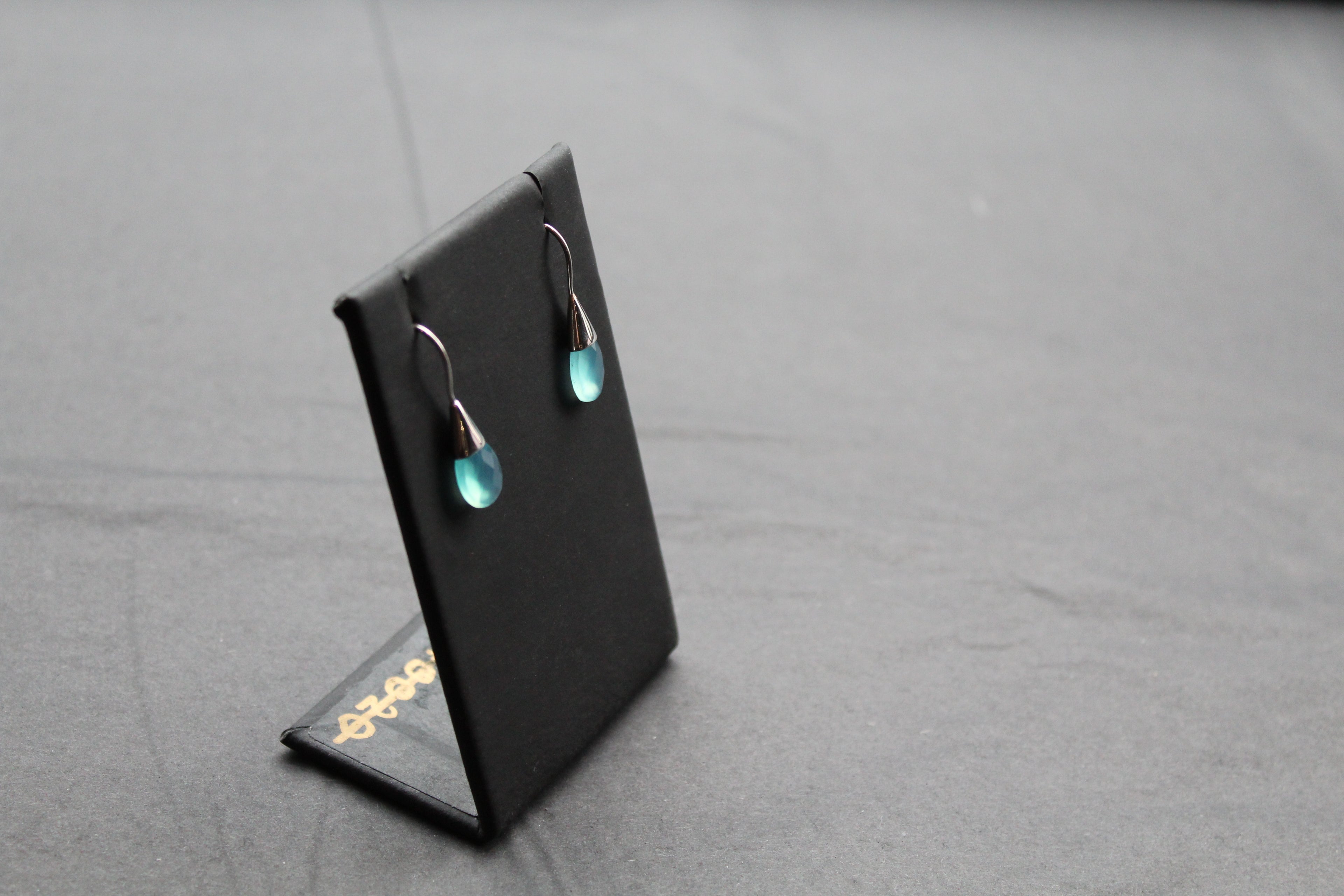 Faceted Aqua Chalcedony Drop Earrings