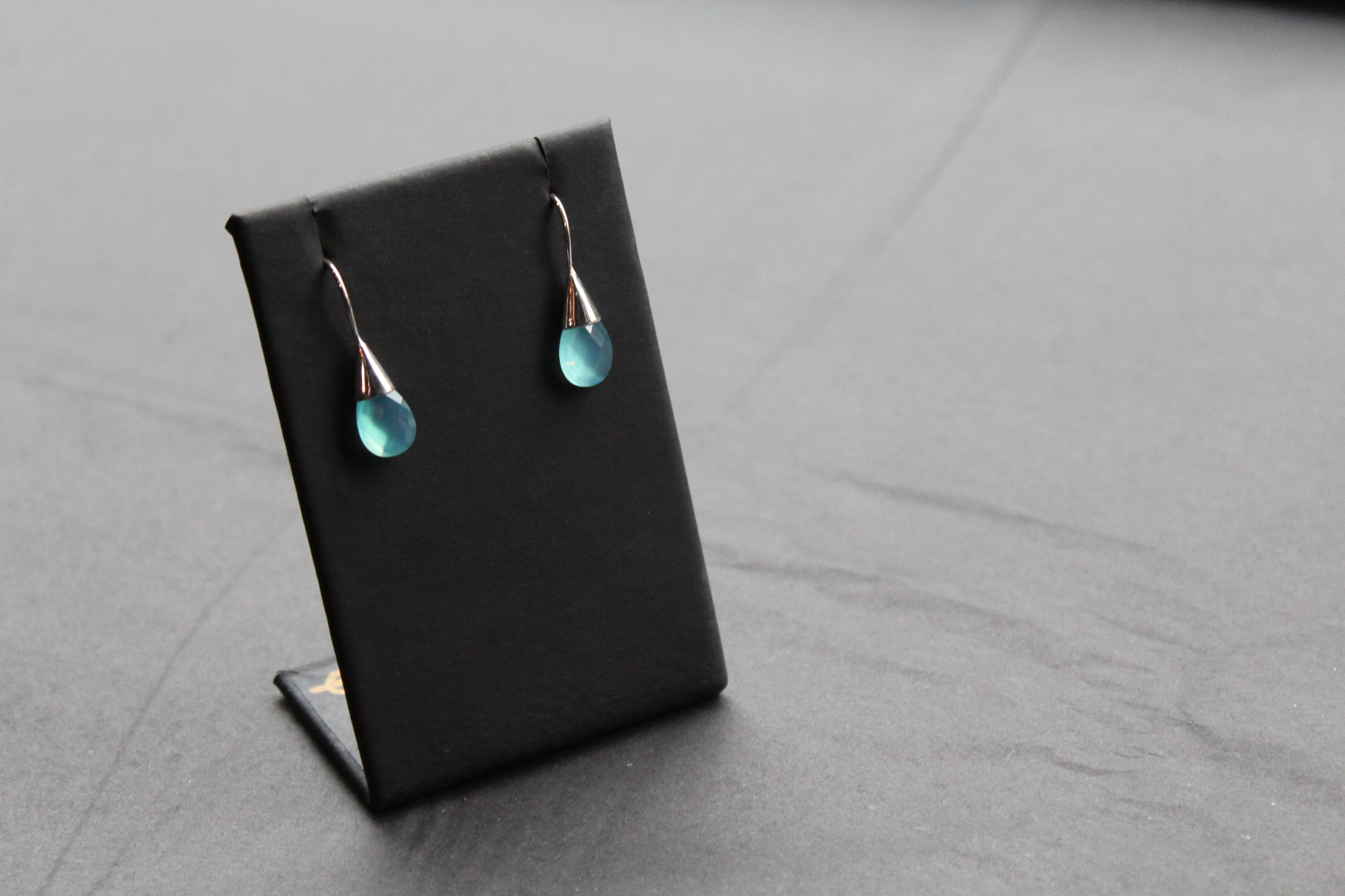 Faceted Aqua Chalcedony Drop Earrings