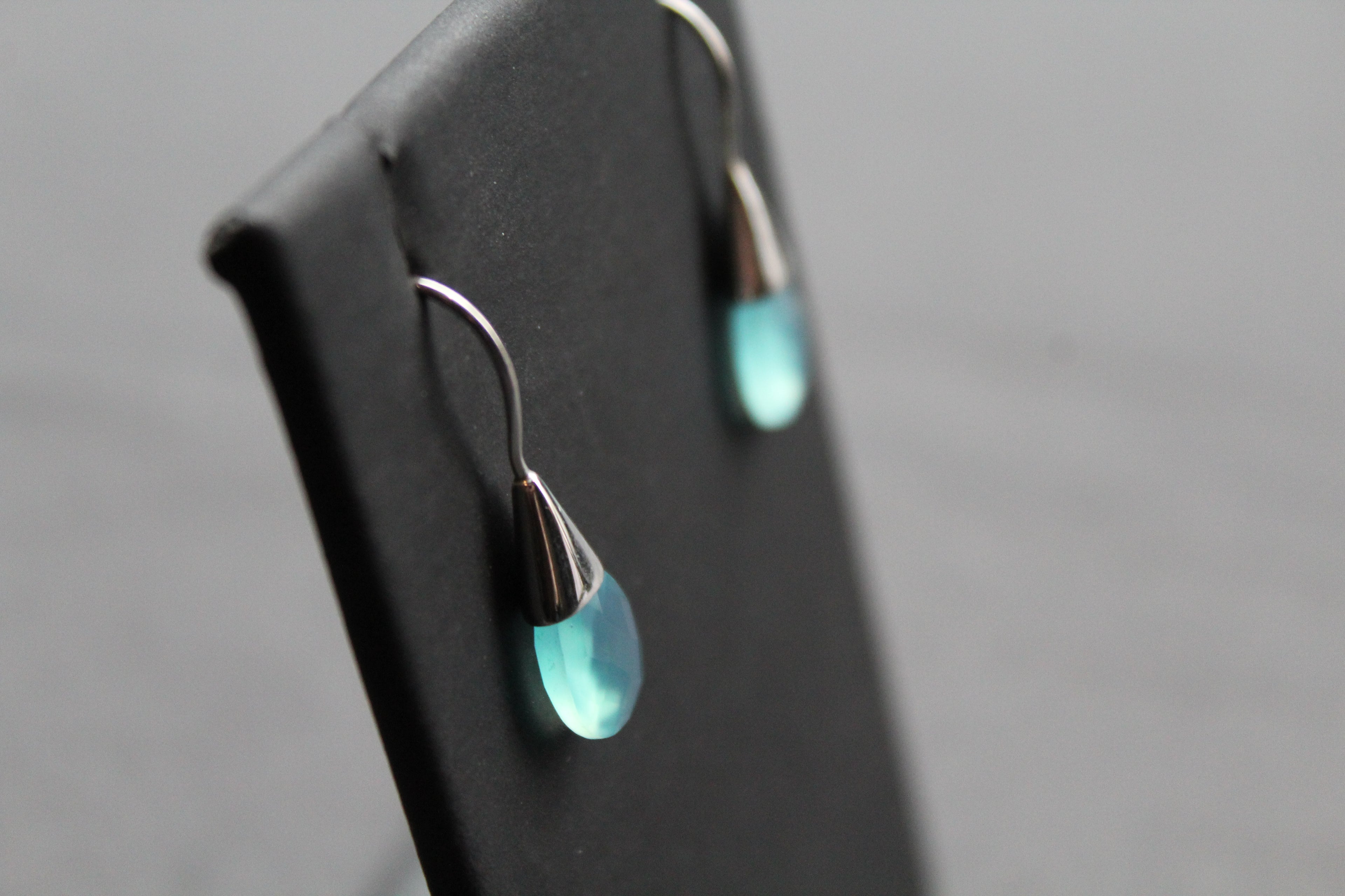Faceted Aqua Chalcedony Drop Earrings