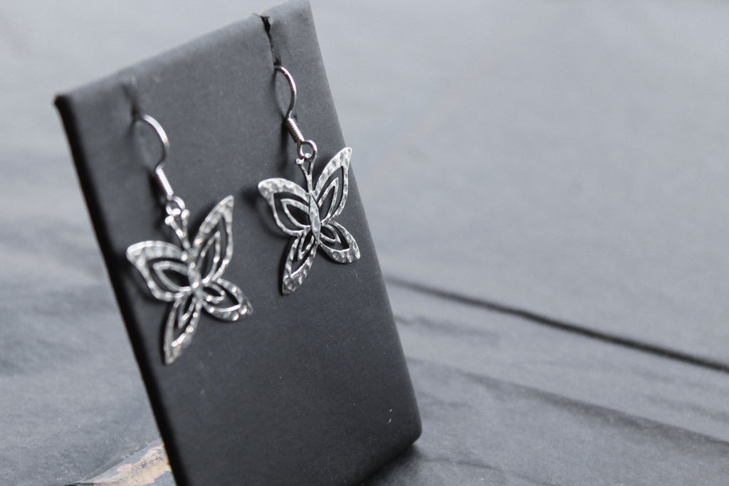 Fine Hammered Butterfly Earrings