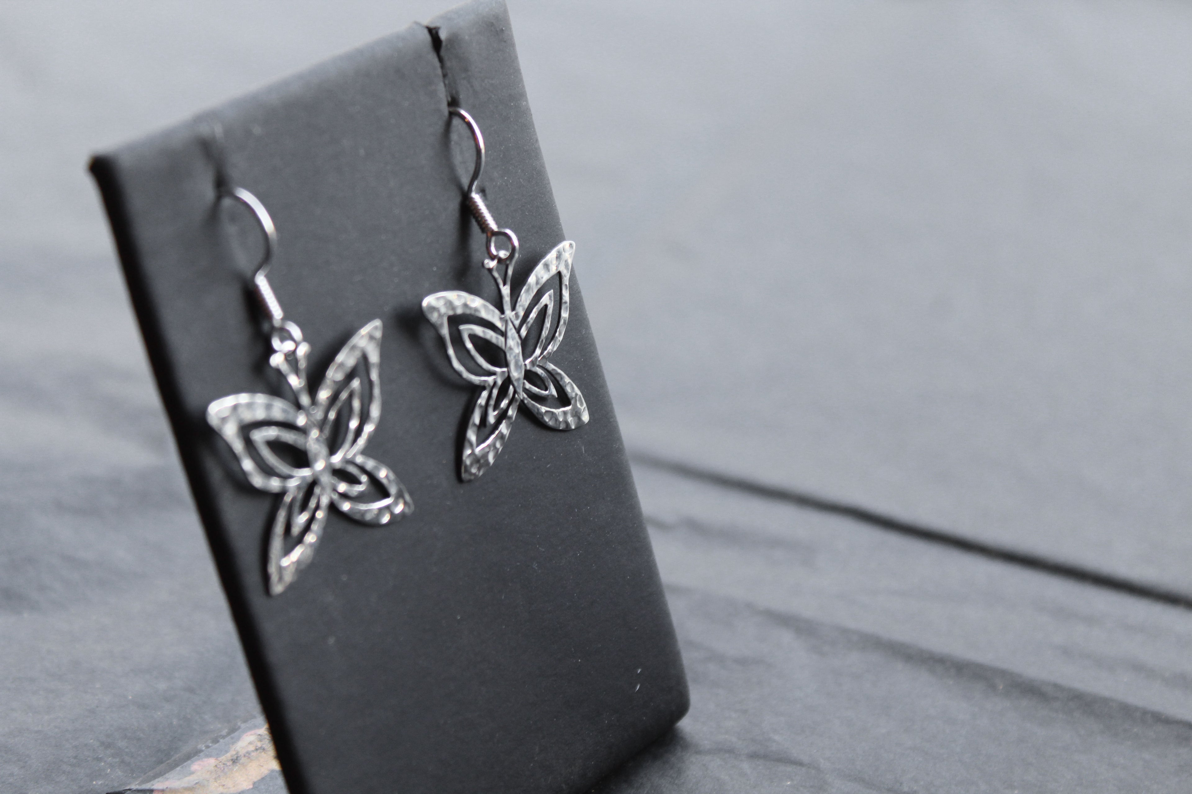 Fine Hammered Butterfly Earrings