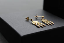 Load image into Gallery viewer, Gold Dream Catcher Stud Drops
