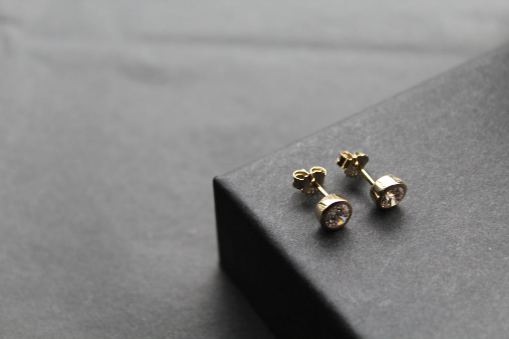 Gold Plated Clear CZ Stud Earrings