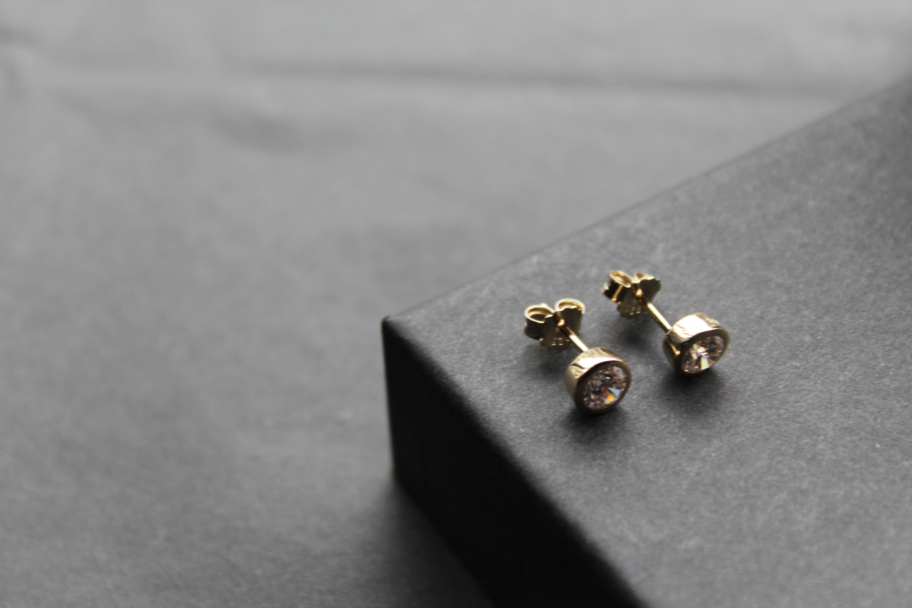 Gold Plated Clear CZ Stud Earrings