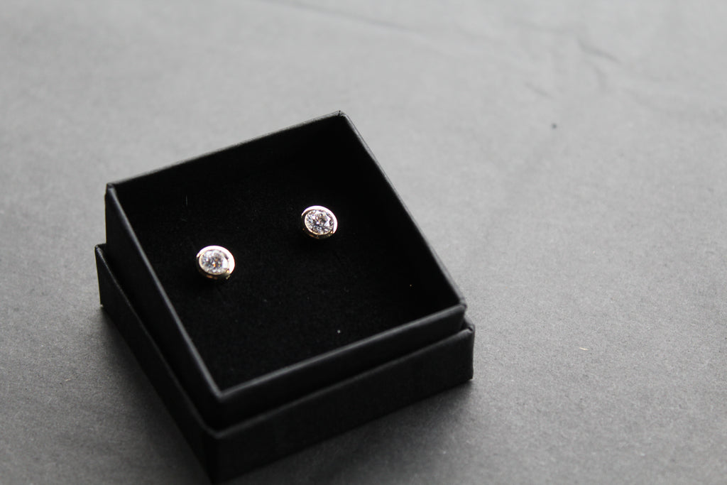 Gold Plated Clear CZ Stud Earrings