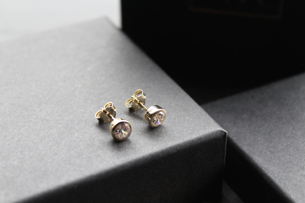 Gold Plated Clear CZ Stud Earrings