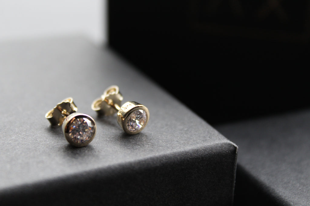 Gold Plated Clear CZ Stud Earrings
