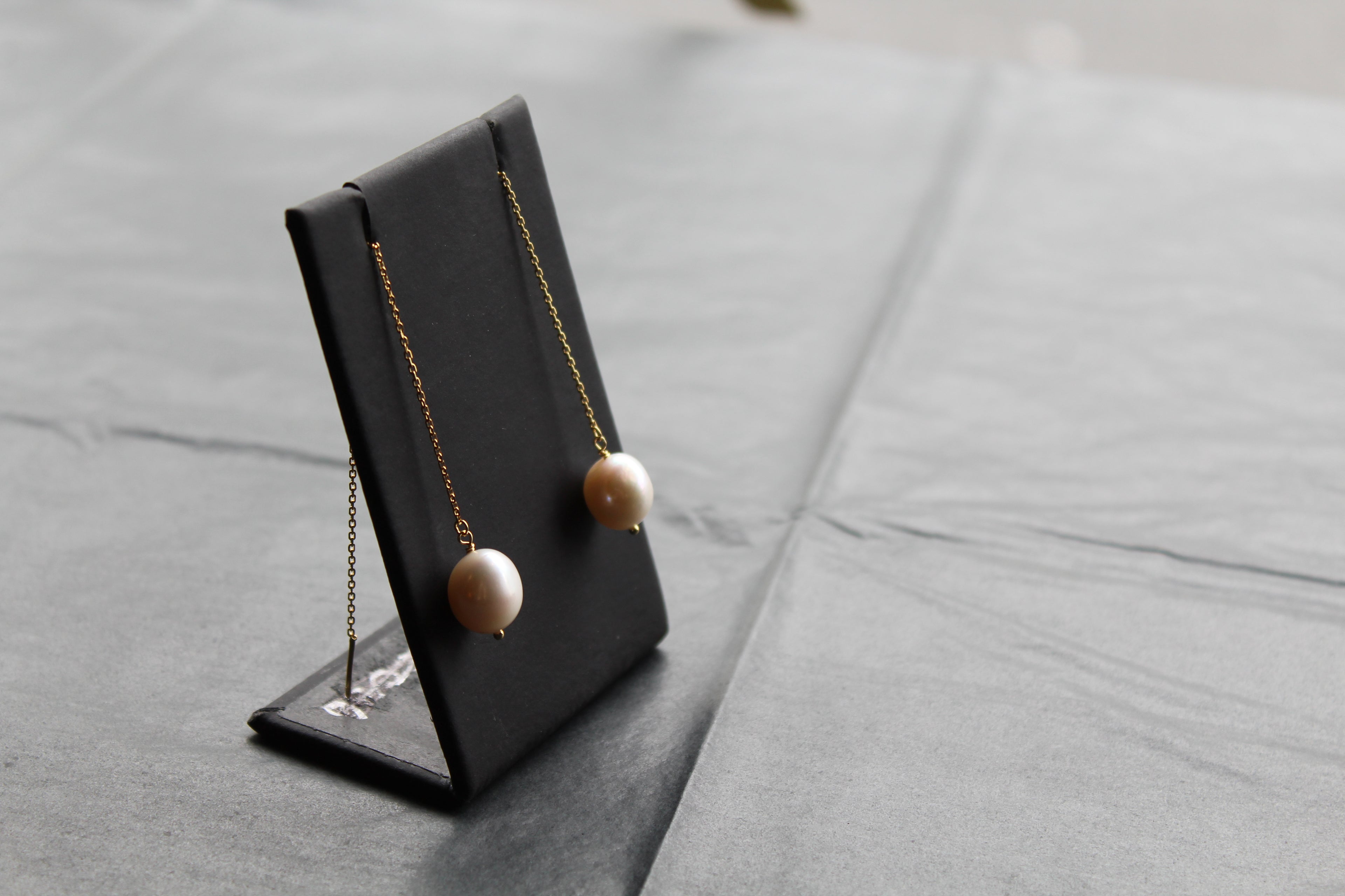 Gold Plated Fresh Water Pearl Pull Through Earrings
