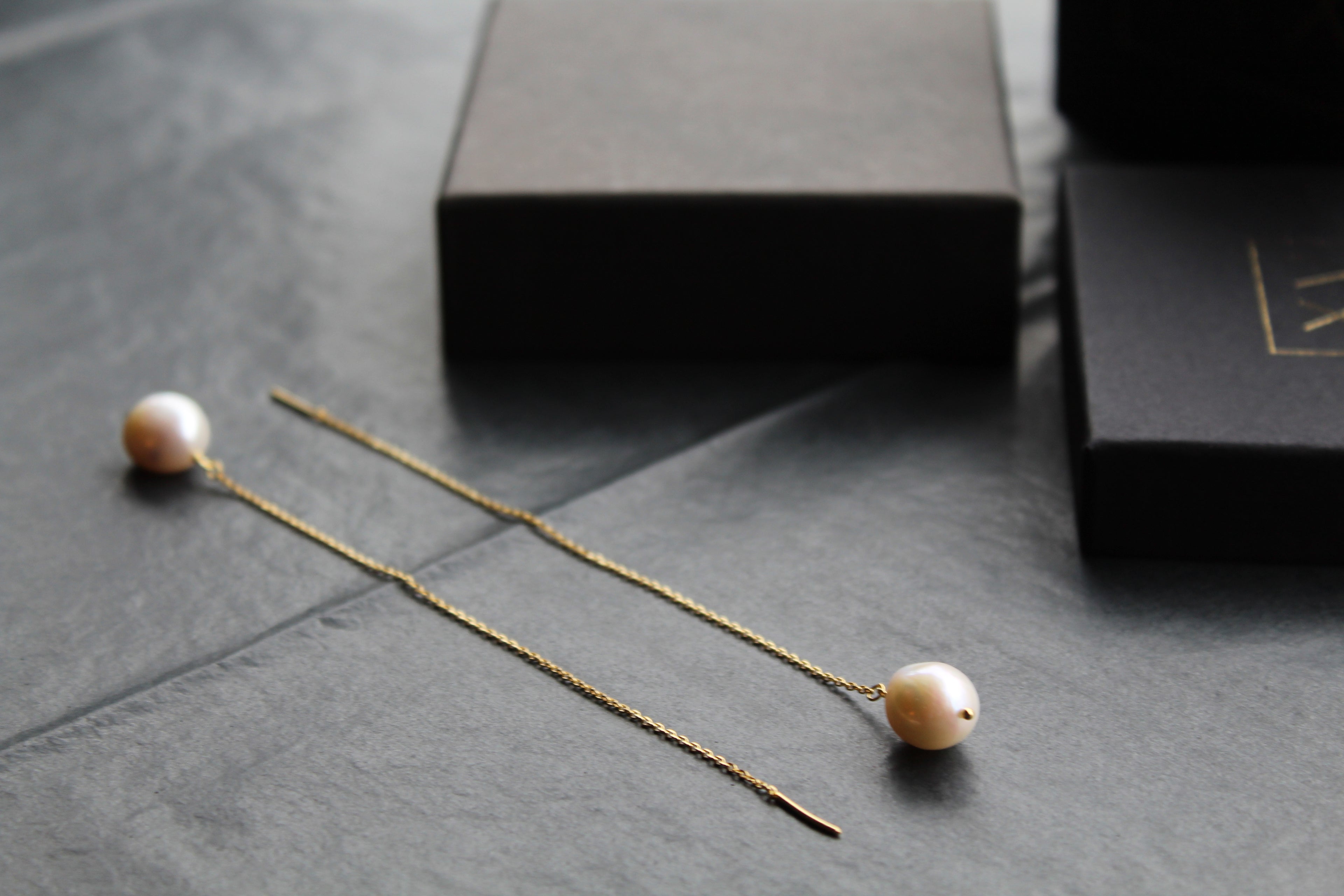 Gold Plated Fresh Water Pearl Pull Through Earrings