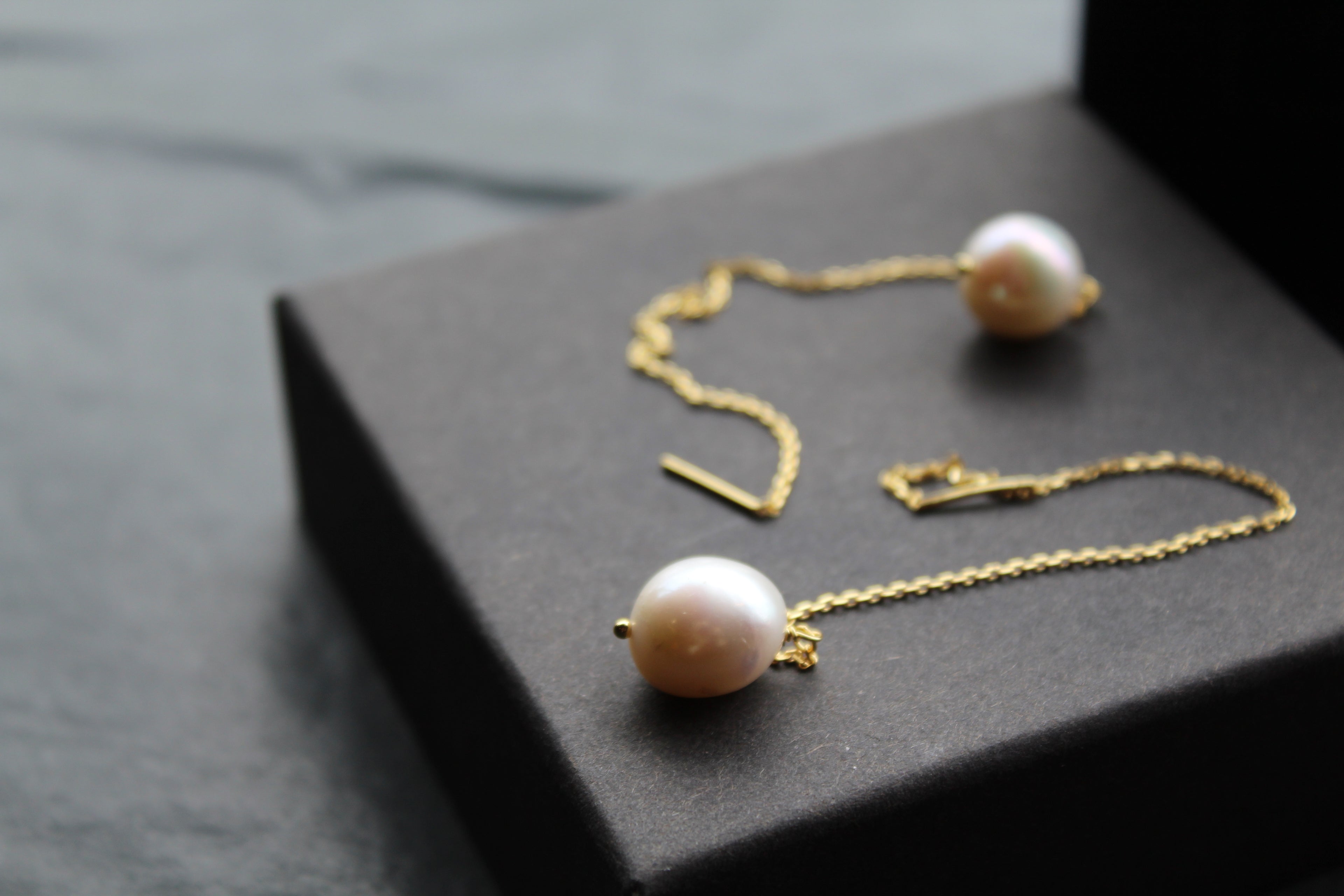 Gold Plated Fresh Water Pearl Pull Through Earrings