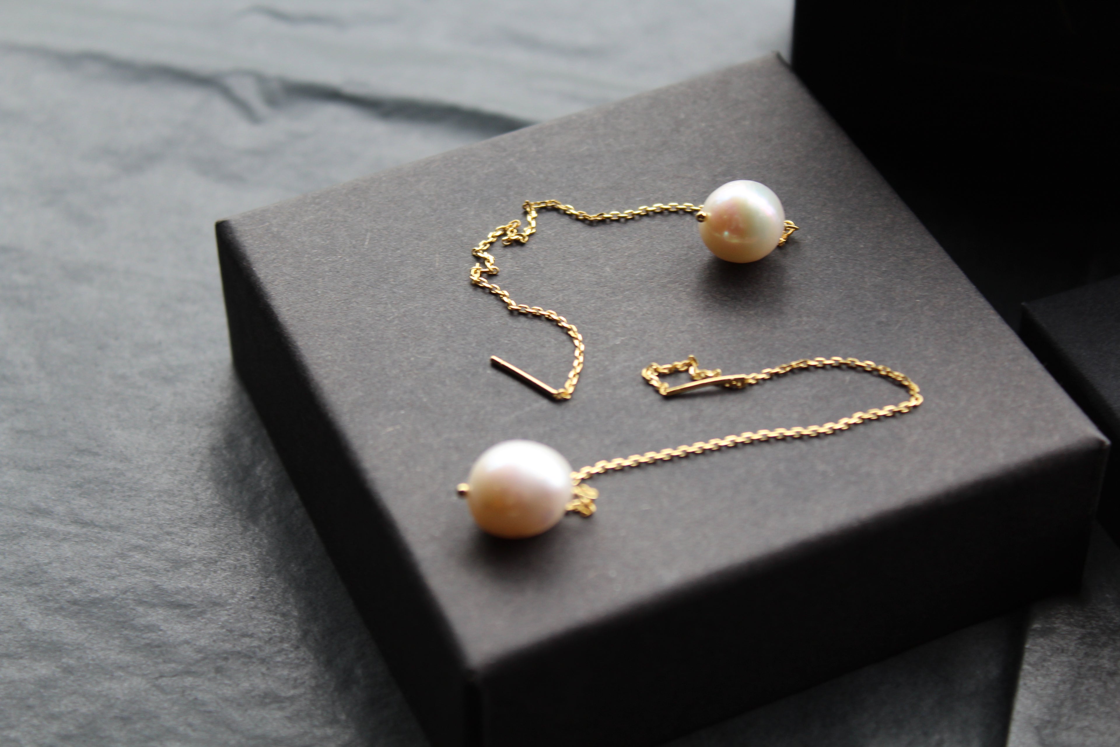 Gold Plated Fresh Water Pearl Pull Through Earrings