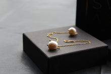 Load image into Gallery viewer, Gold Plated Fresh Water Pearl Pull Through Earrings
