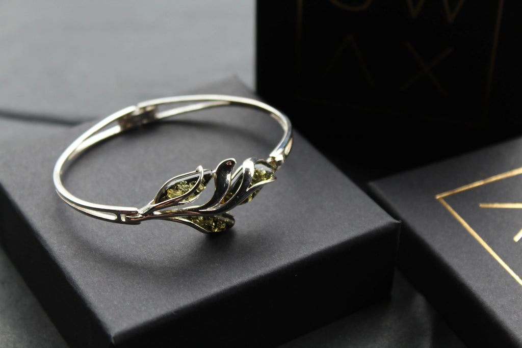 Amber Bud Design Bangle - Swax Jewellery Barmouth