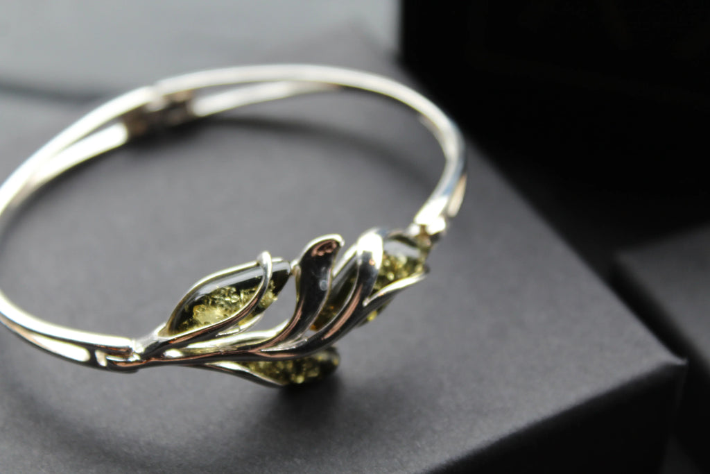 Amber Bud Design Bangle - Swax Jewellery Barmouth