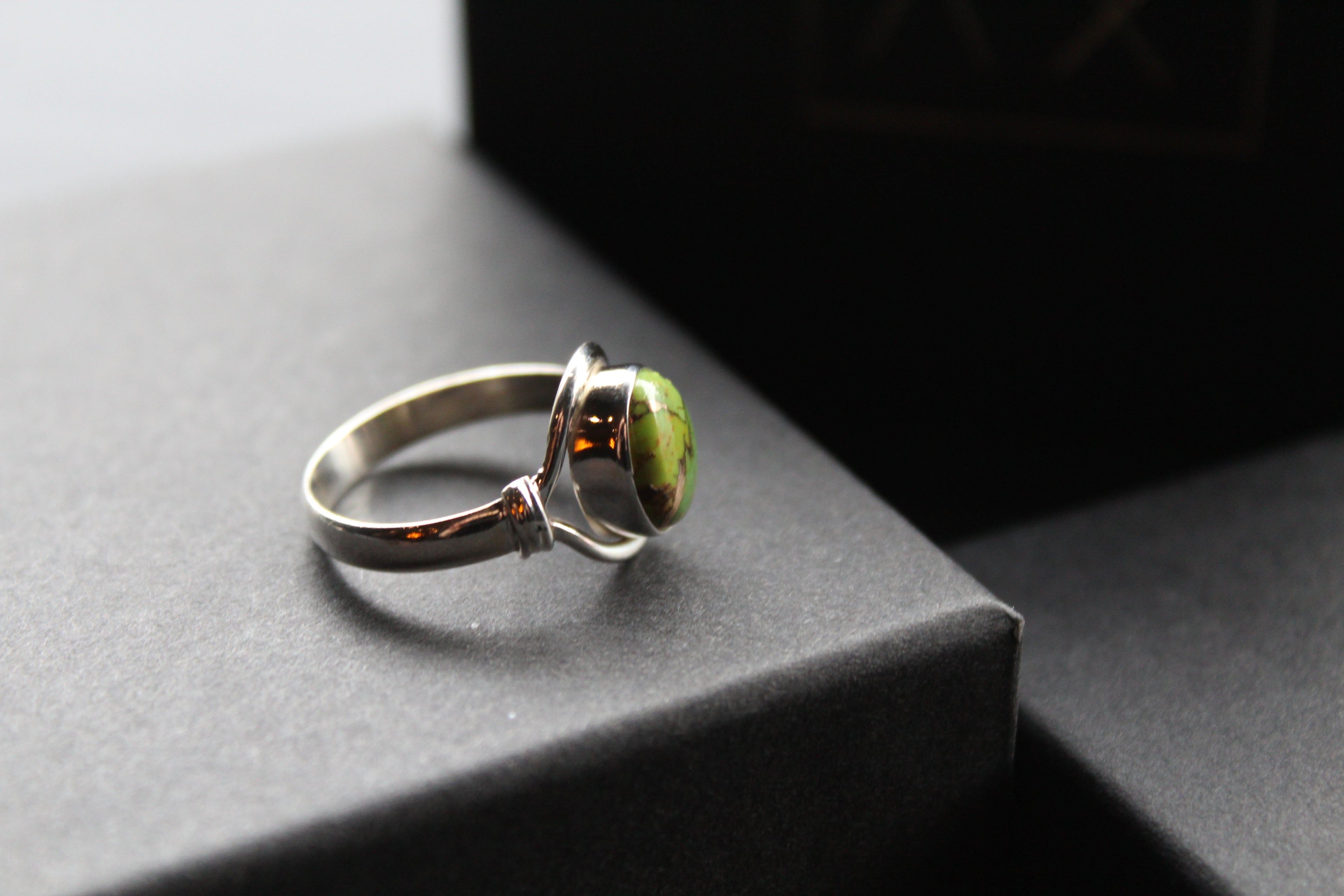 Green Copper Turquoise Small Oval Ring