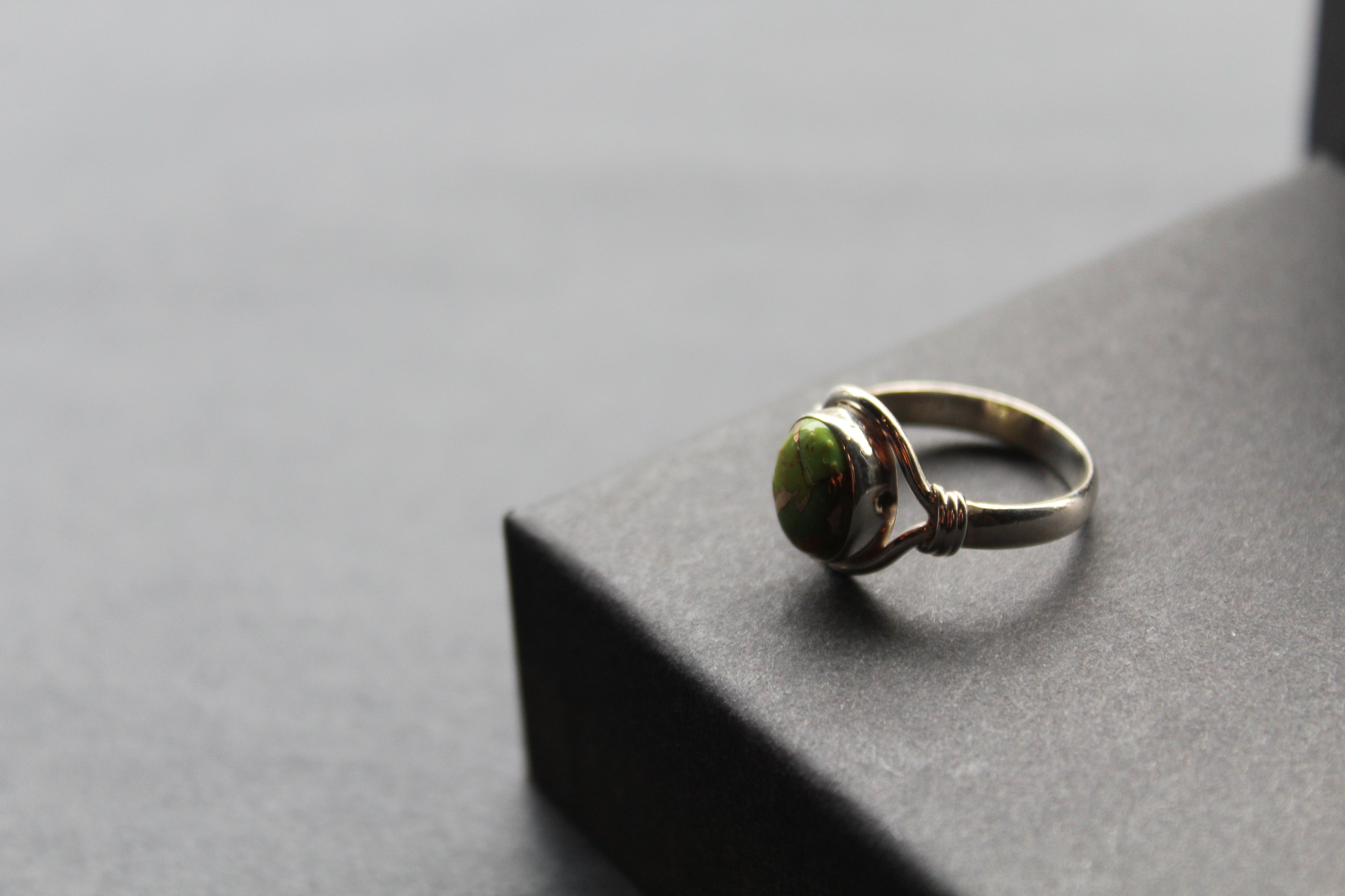 Green Copper Turquoise Small Oval Ring