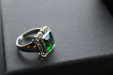 Load image into Gallery viewer, Green Emerald CZ Marcasite Ring

