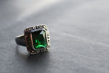 Load image into Gallery viewer, Green Emerald CZ Marcasite Ring
