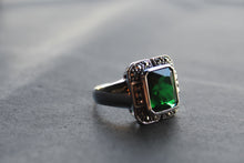 Load image into Gallery viewer, Green Emerald CZ Marcasite Ring
