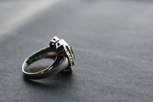 Load image into Gallery viewer, Green Emerald CZ Marcasite Ring

