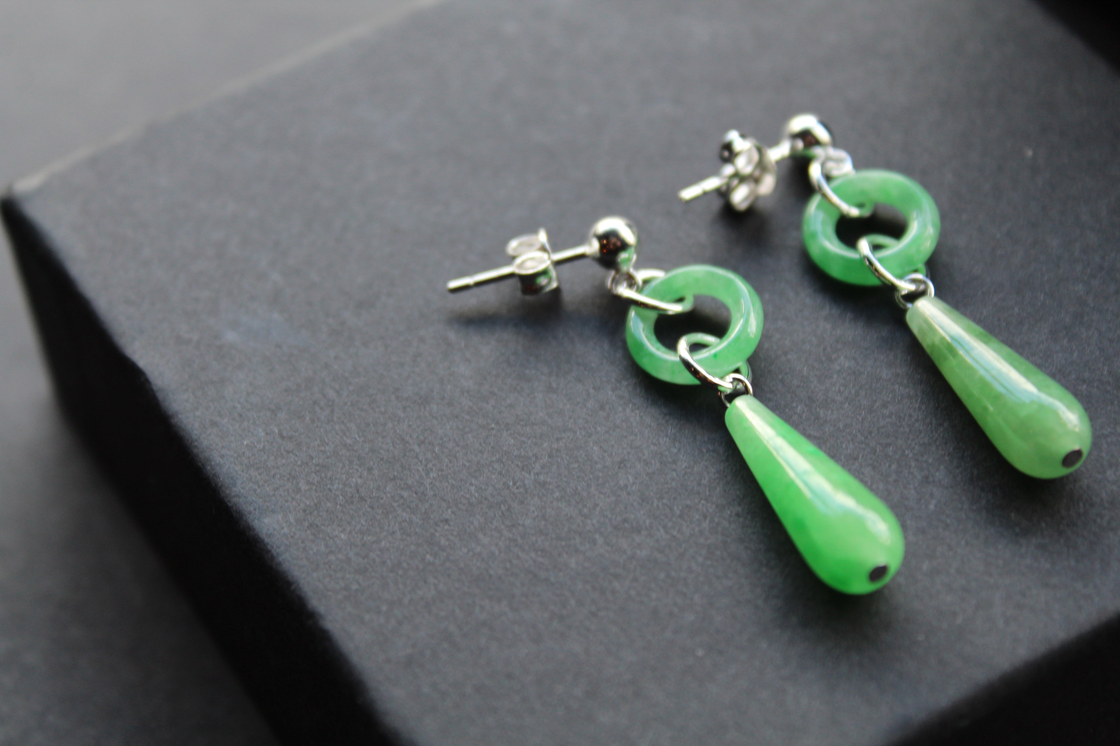 Green Jade Ring and Lozenge Drop