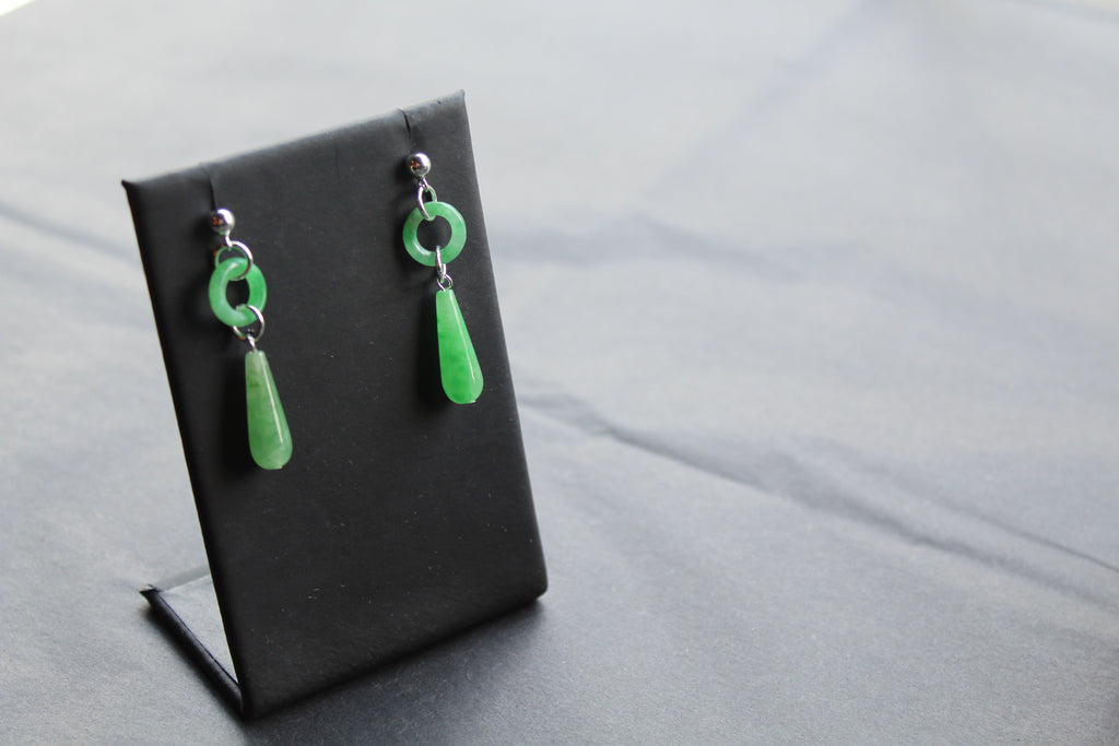 Green Jade Ring and Lozenge Drop