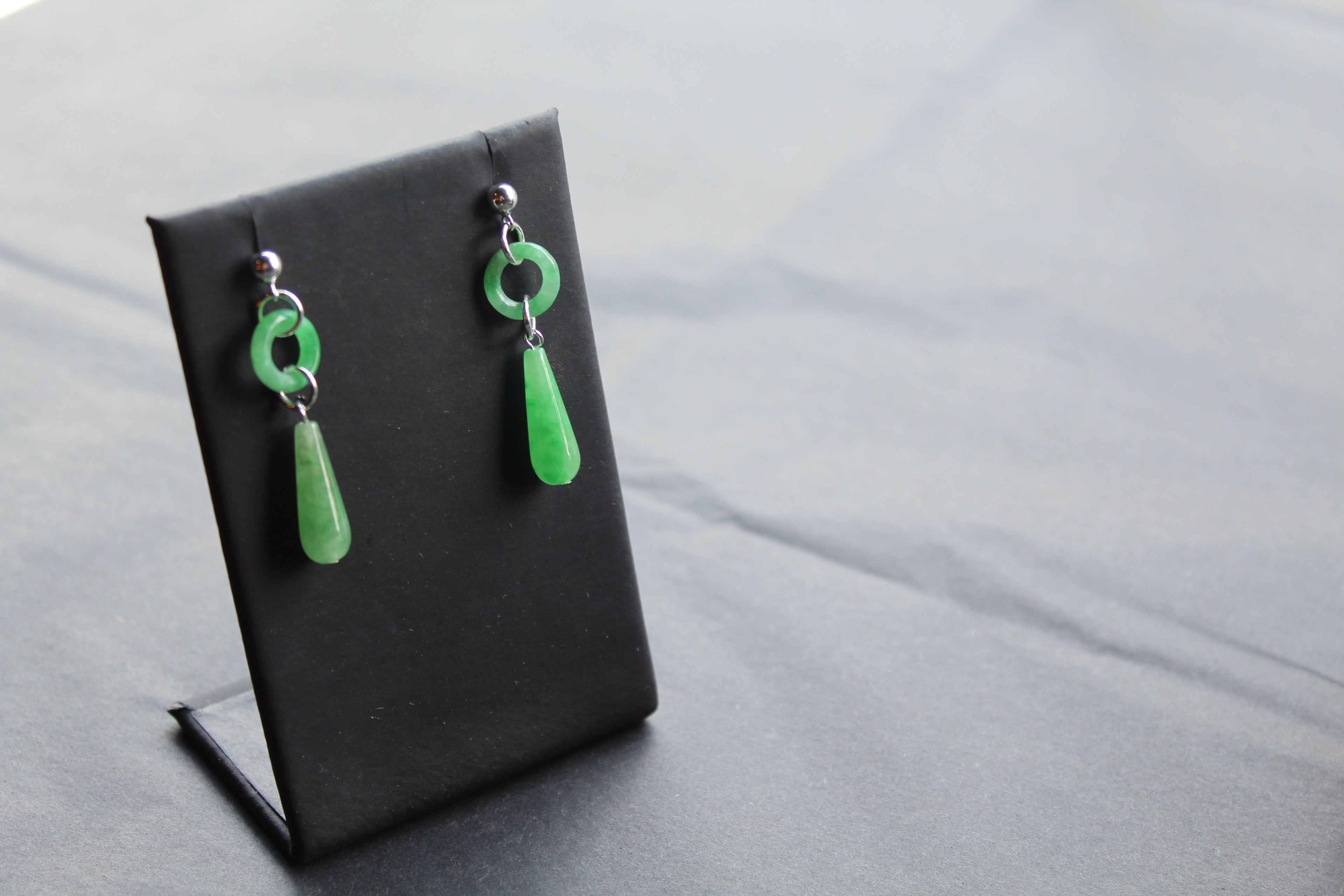 Green Jade Ring and Lozenge Drop