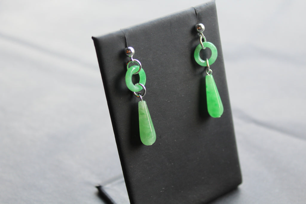 Green Jade Ring and Lozenge Drop