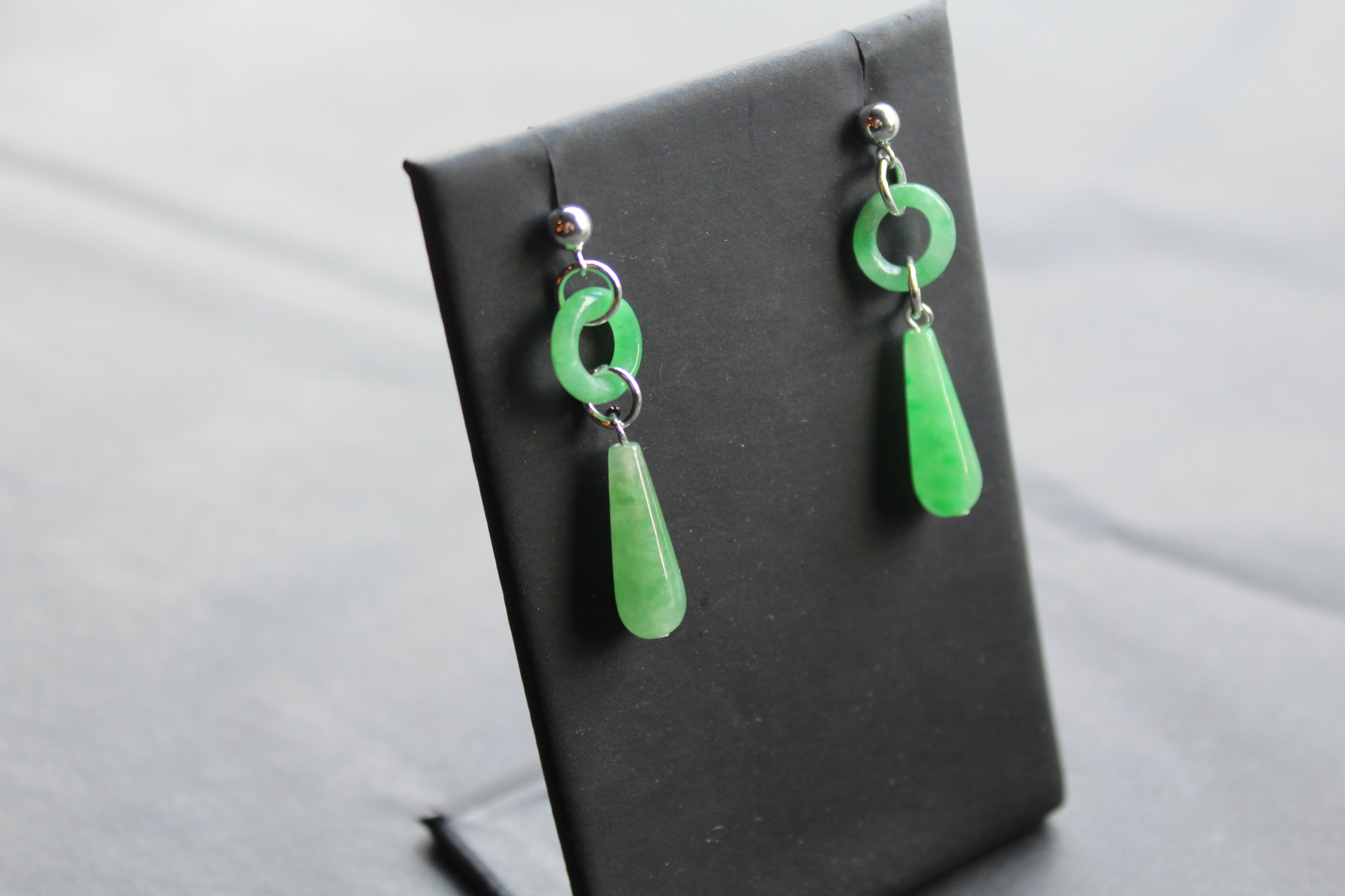 Green Jade Ring and Lozenge Drop