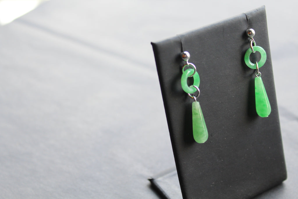 Green Jade Ring and Lozenge Drop