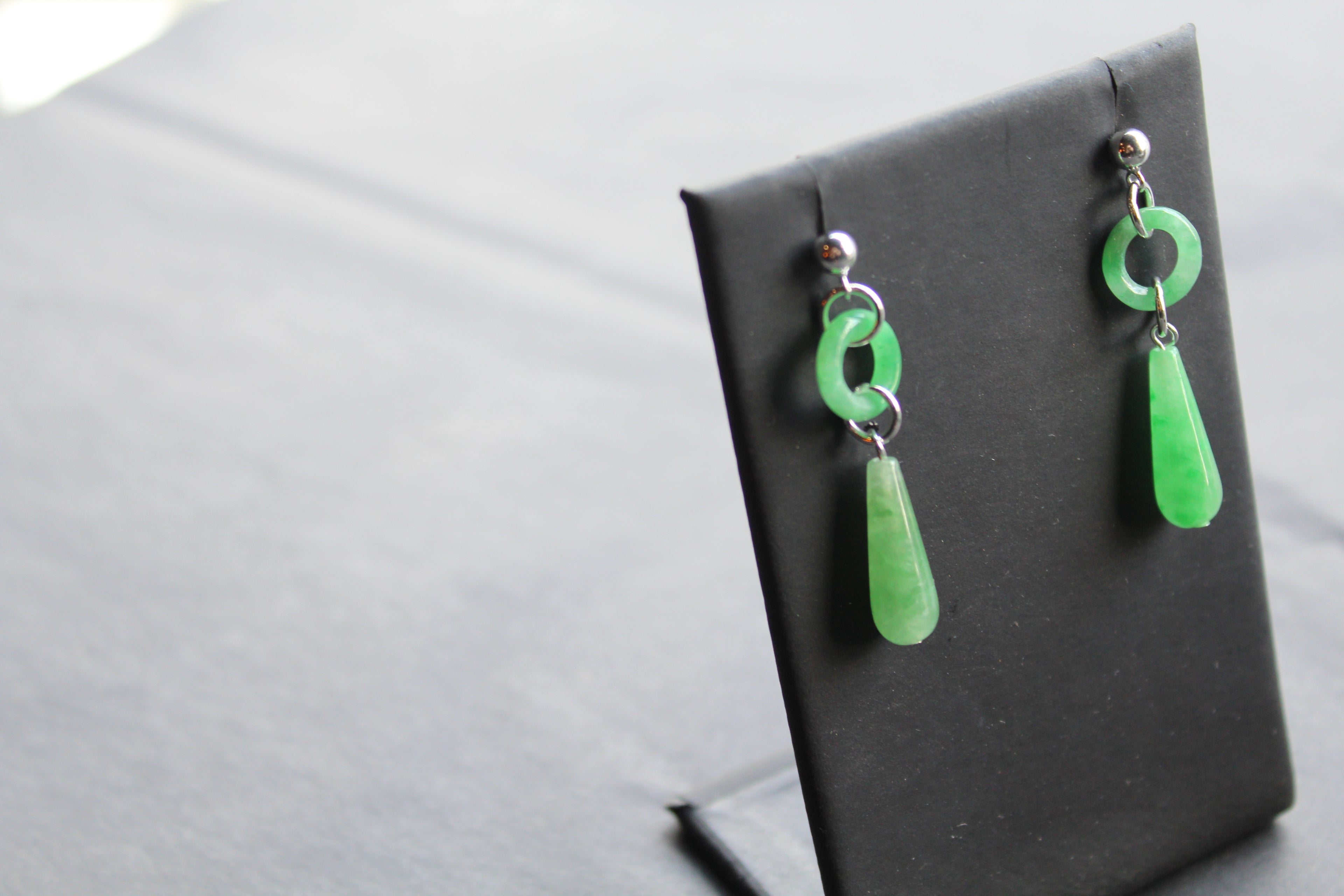 Green Jade Ring and Lozenge Drop