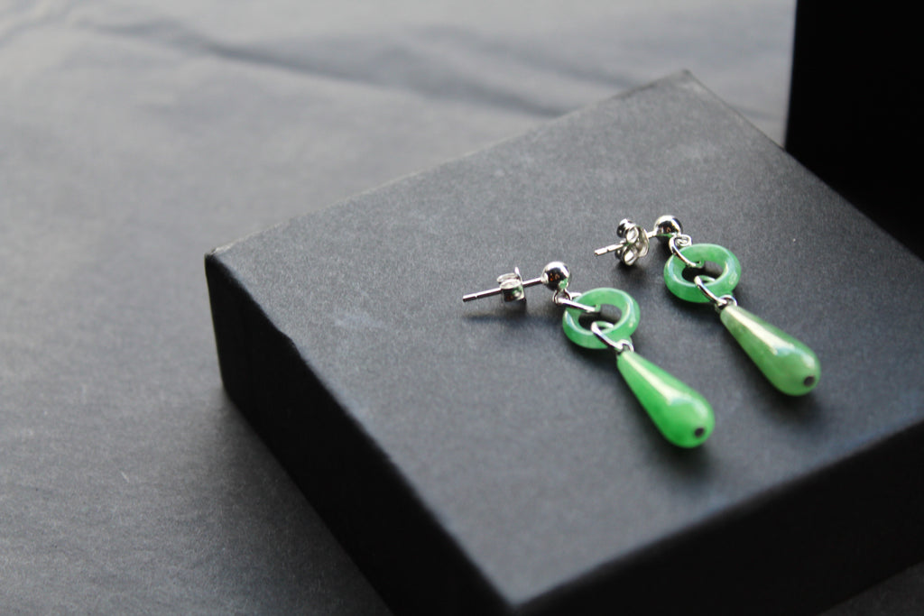 Green Jade Ring and Lozenge Drop