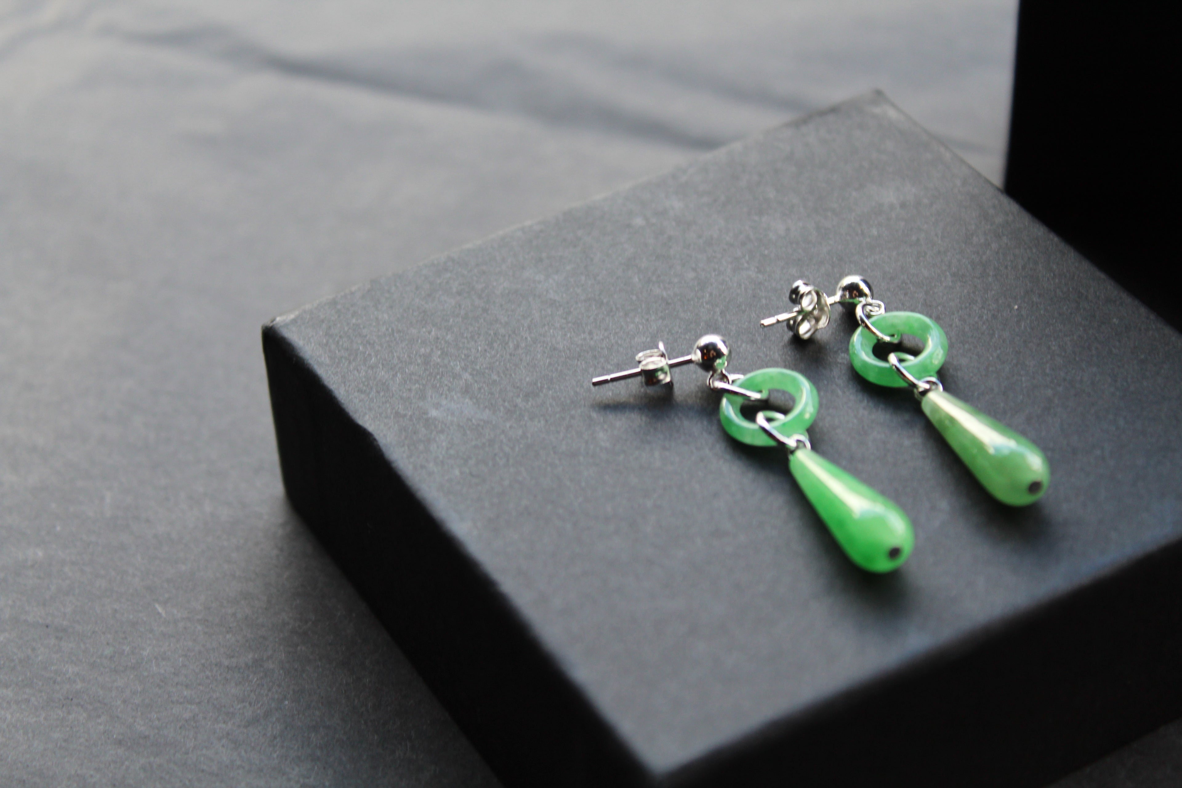 Green Jade Ring and Lozenge Drop