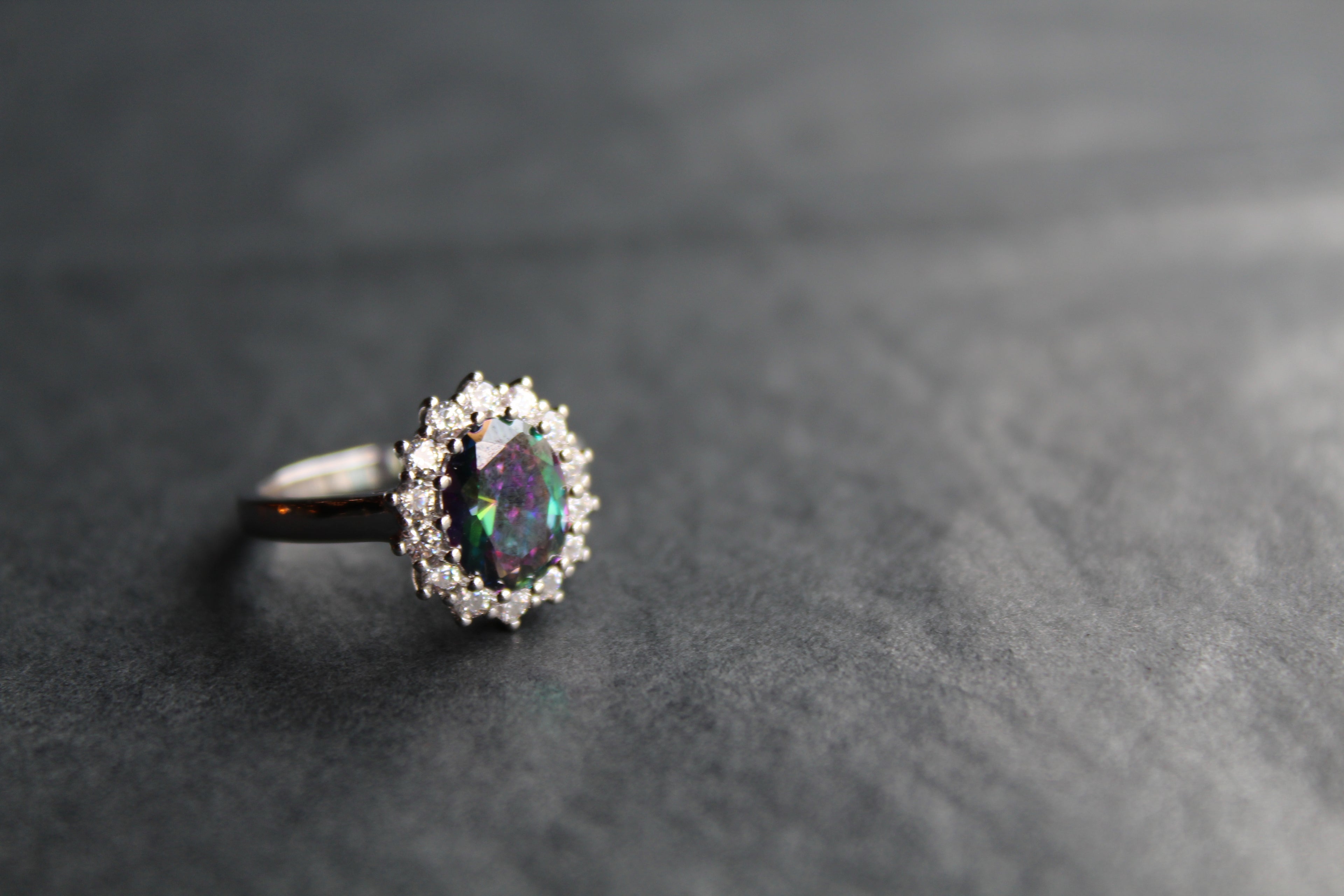 Halo Mystic Topaz & White Cubic Zirconia Ring