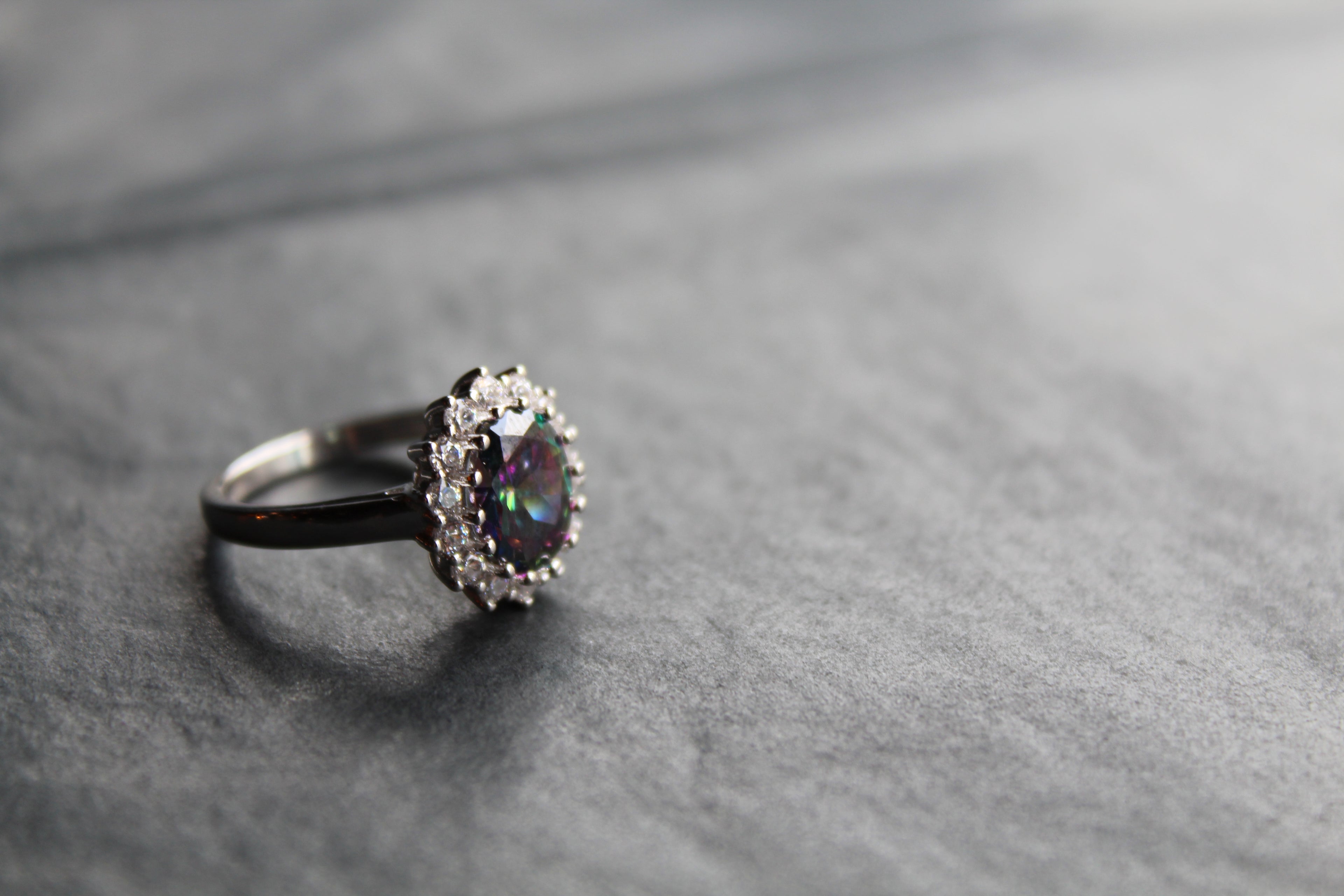 Halo Mystic Topaz & White Cubic Zirconia Ring