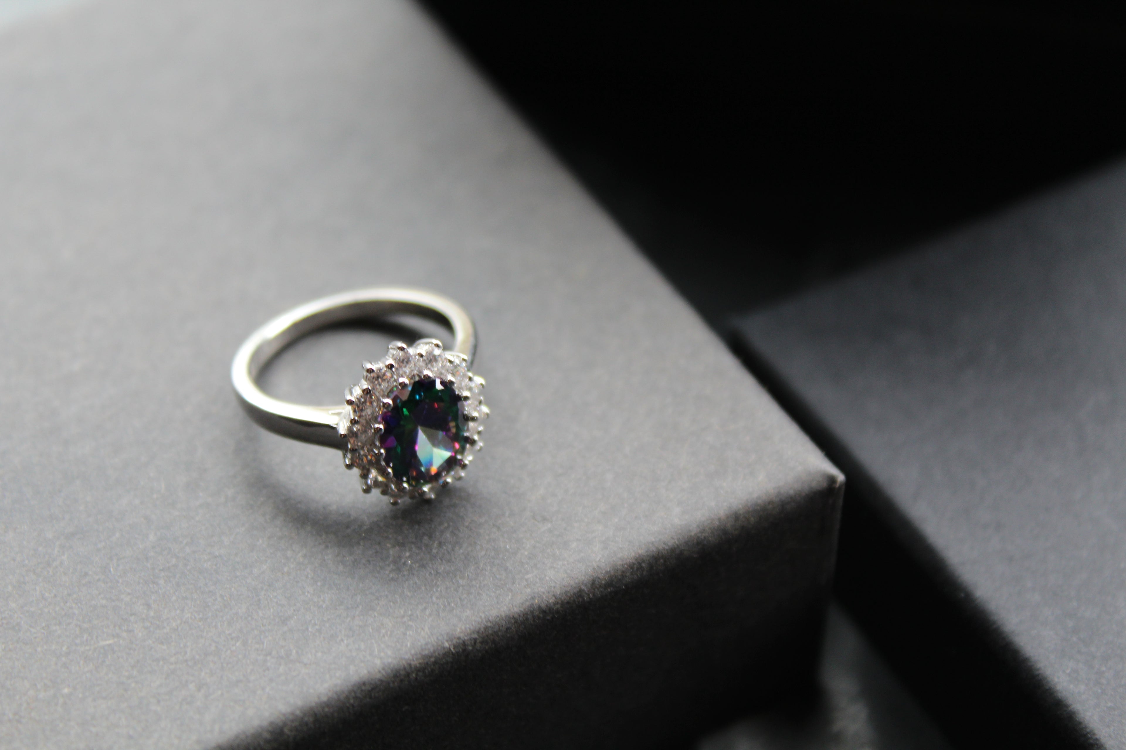 Halo Mystic Topaz & White Cubic Zirconia Ring
