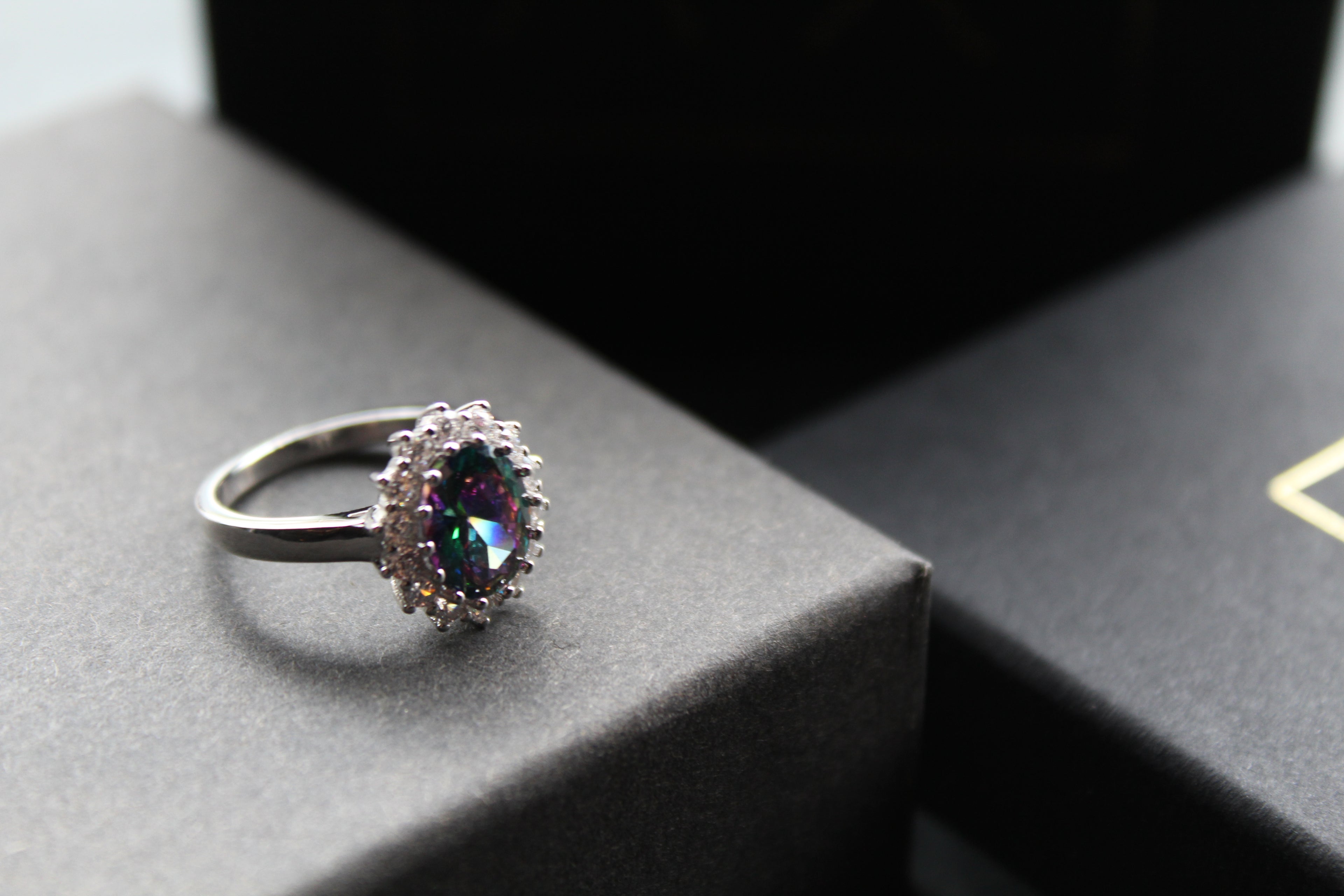 Halo Mystic Topaz & White Cubic Zirconia Ring