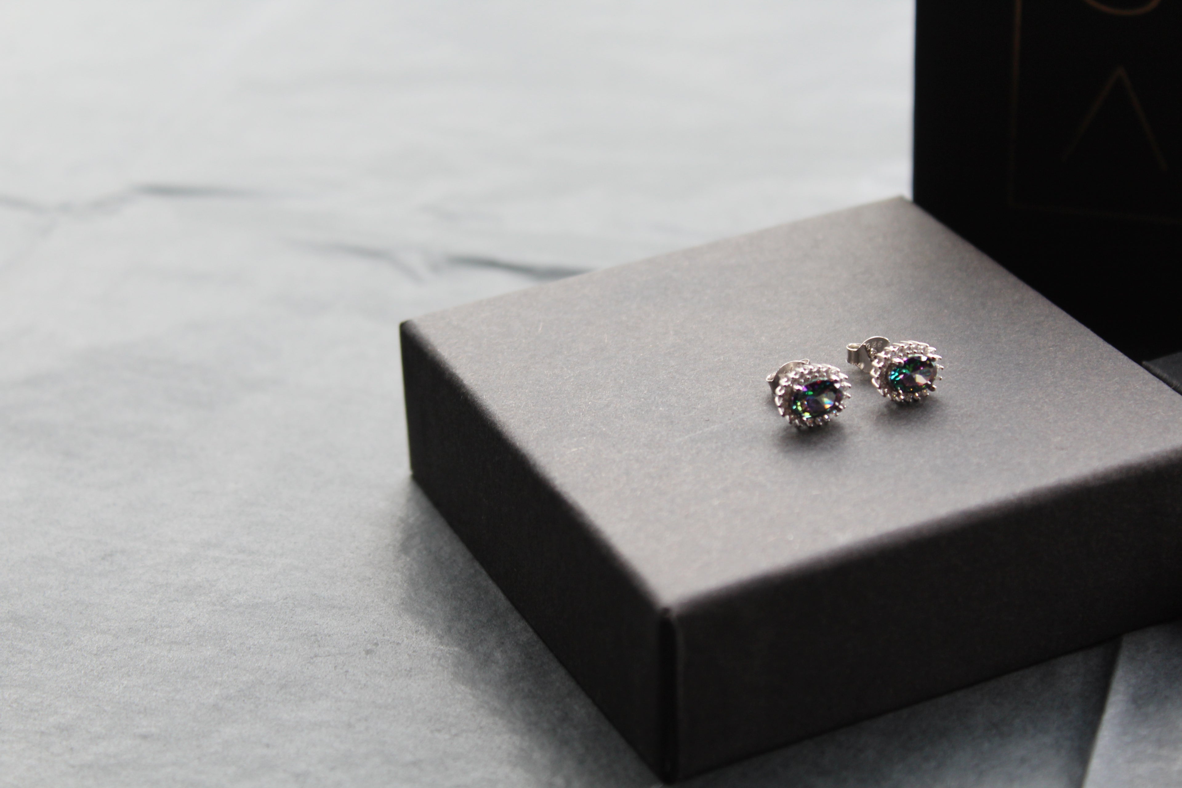 Halo Mystic Topaz & White Cubic Zirconia Studs