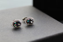 Load image into Gallery viewer, Halo Mystic Topaz &amp; White Cubic Zirconia Studs
