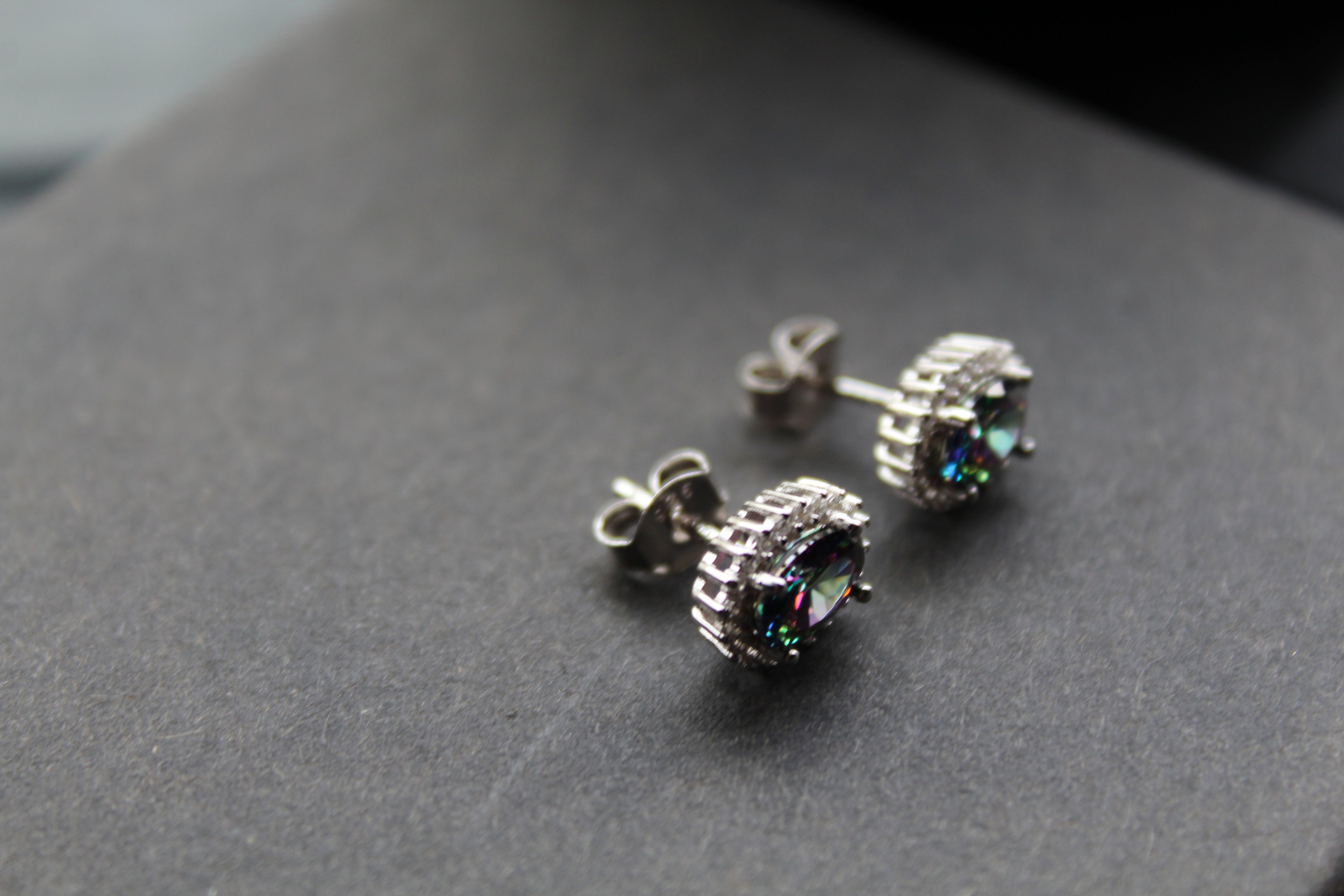Halo Mystic Topaz & White Cubic Zirconia Studs