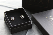 Load image into Gallery viewer, Halo Mystic Topaz &amp; White Cubic Zirconia Studs
