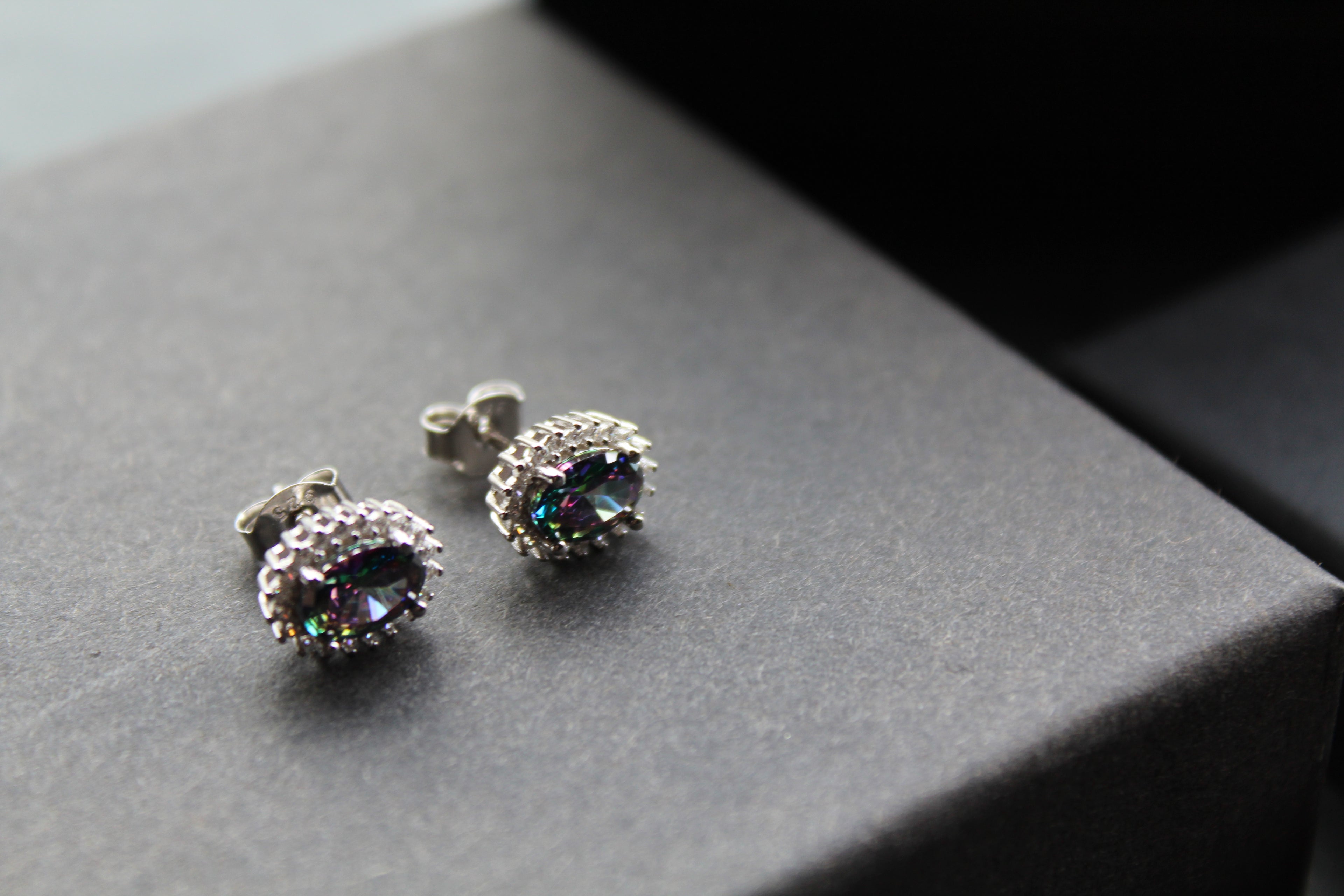 Halo Mystic Topaz & White Cubic Zirconia Studs