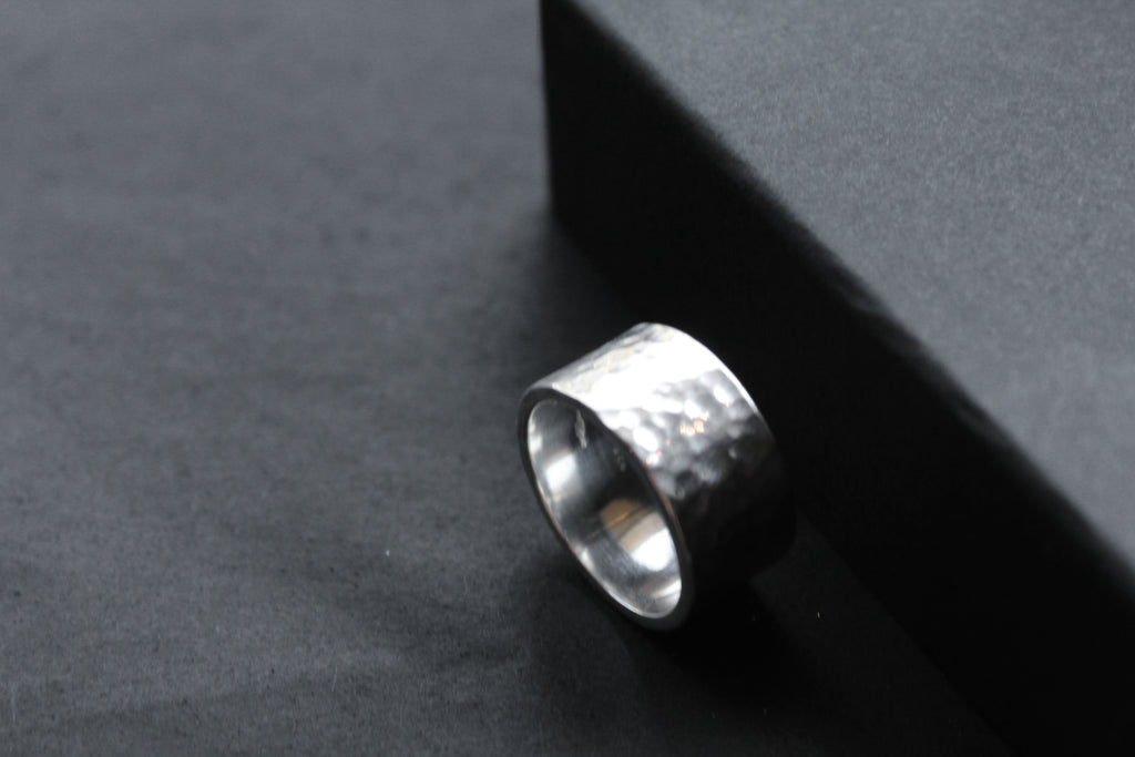 Hammered 10mm Silver Band