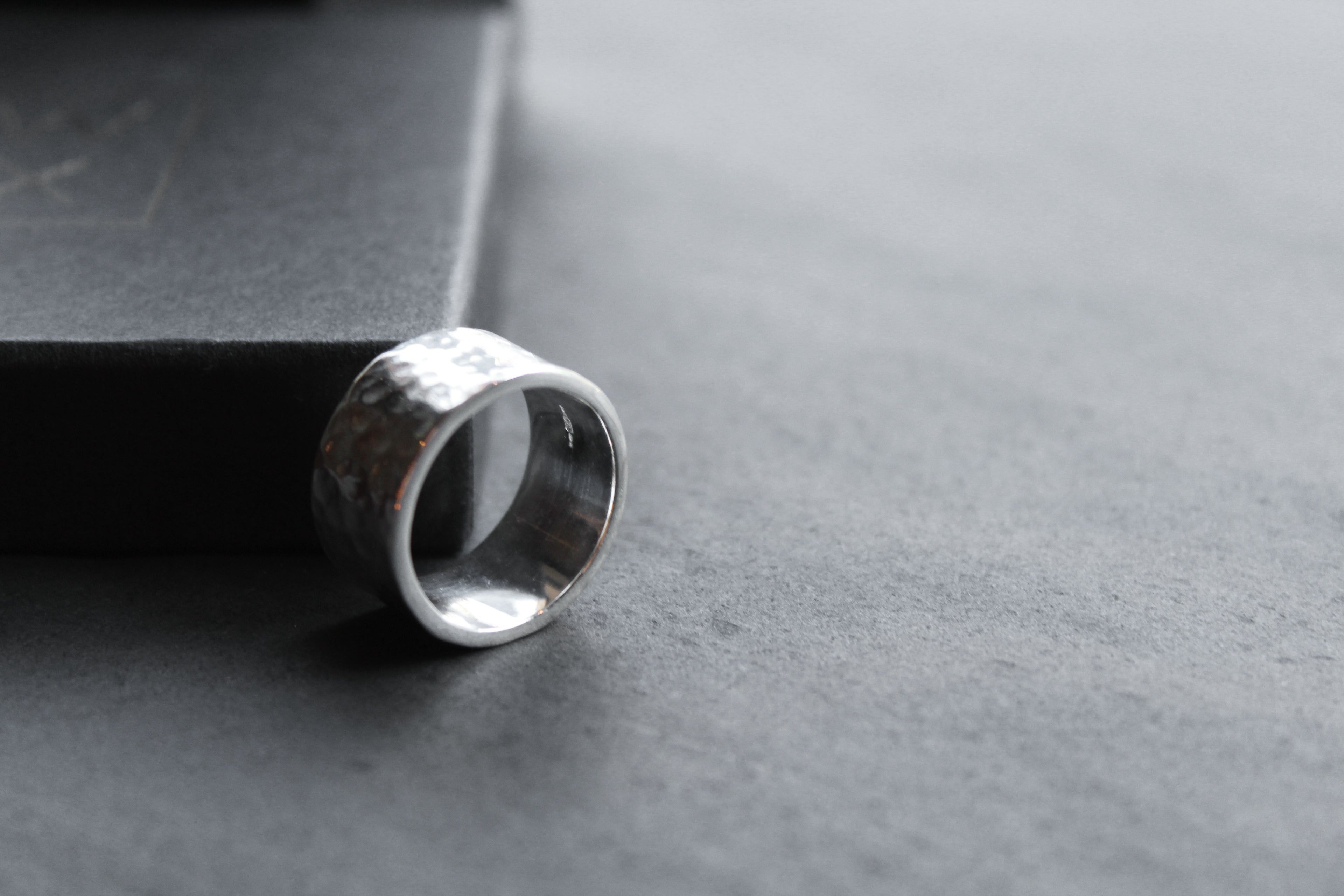 Hammered 10mm Silver Band