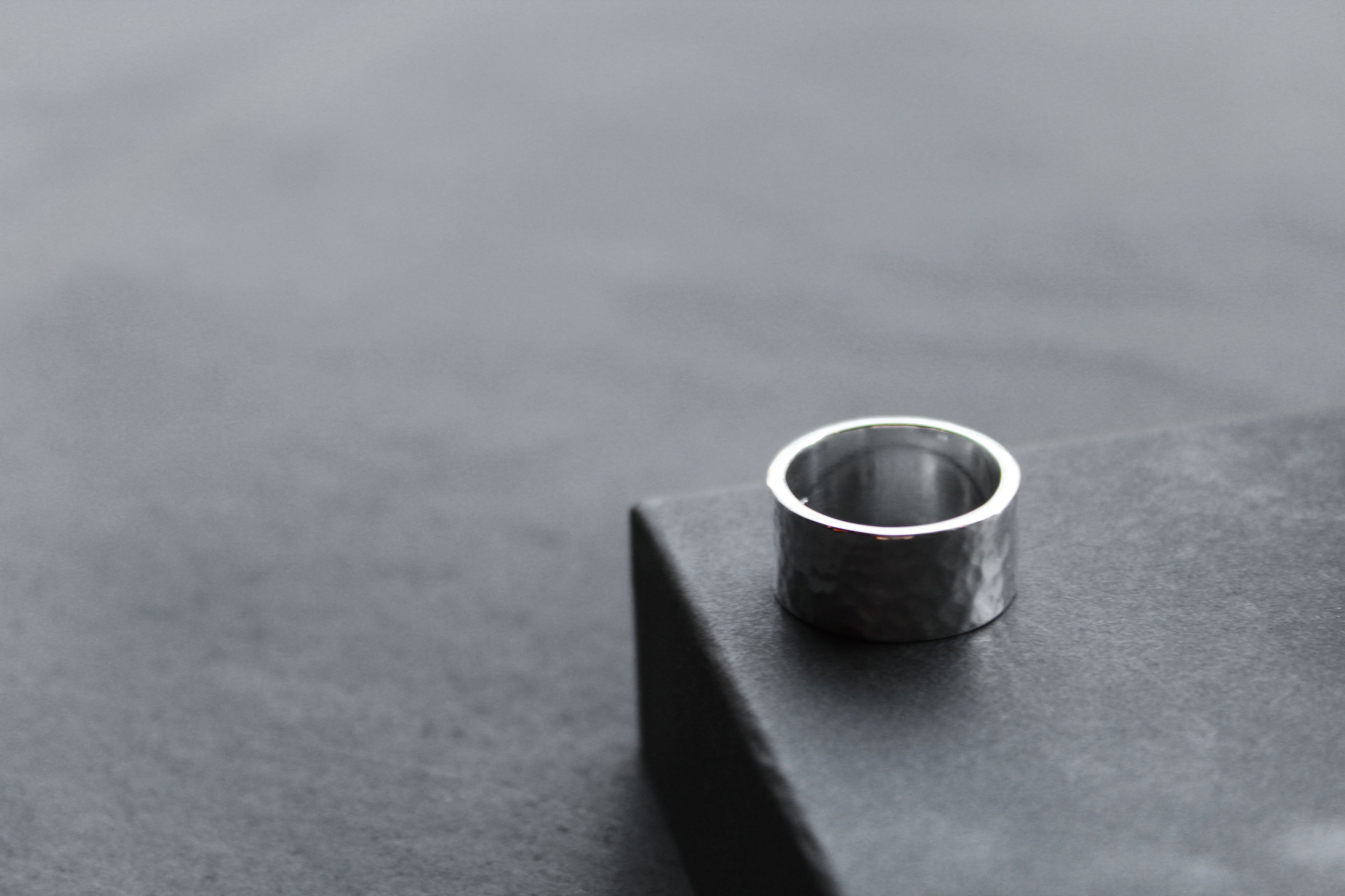 Hammered 10mm Silver Band